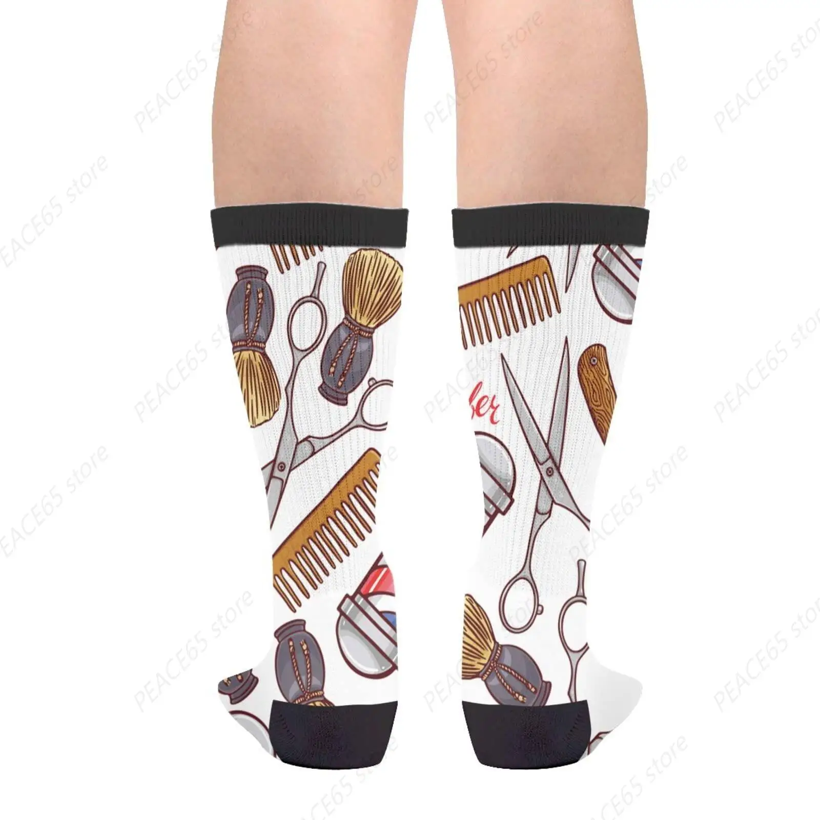 Barber Shop Hair Accessories Hair Salon Scissors Comb Casual Funny Funky Novelty Socks For Men Women