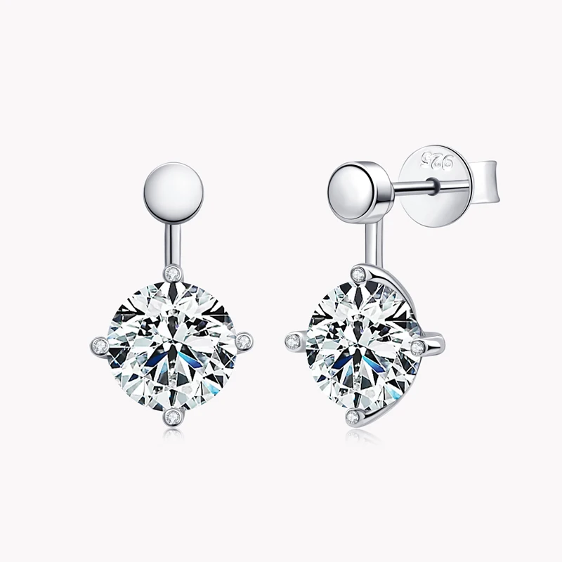 

KUGG 8mm VVS1 Moissanite Jacket Earrings With GRA Women 925 Sterling Silver Fashion Two-Wear Earrings Charm High Qulity Jewelry