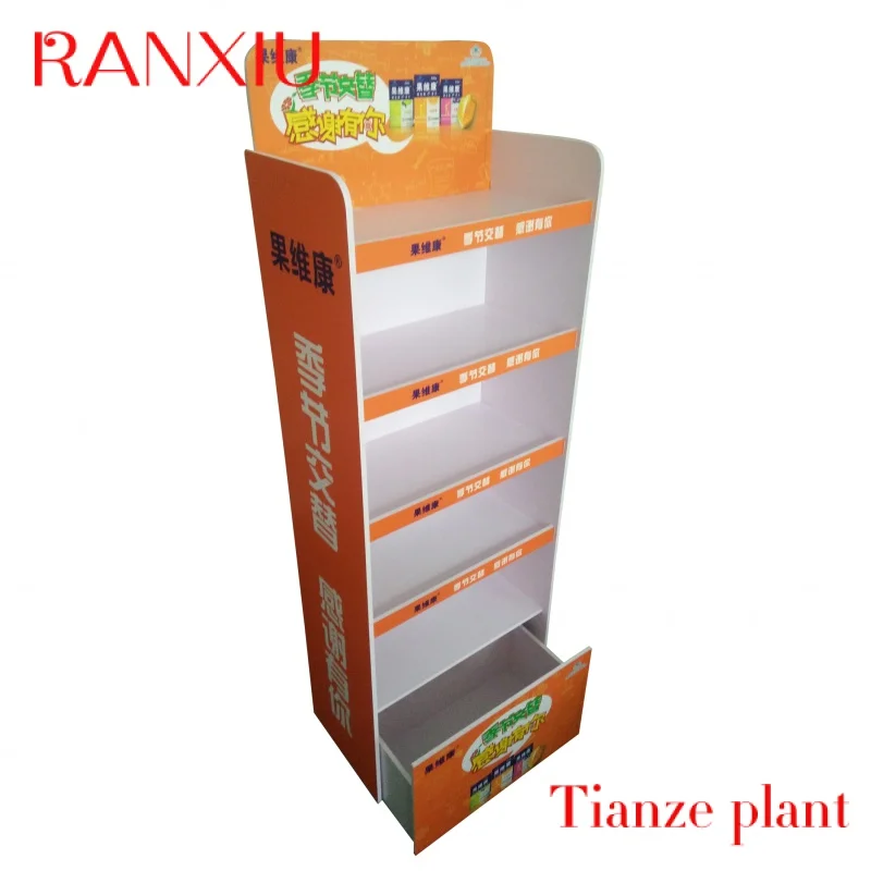 CustomDirect Sale High-Quality 3-Layer Full-Color Printed Custom Retail Store Floor Paper Display Racks Promotion Free POS Stand