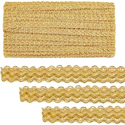 15 Yards Golden Braid Lace Trim 15mm Wavy Woven Lace Ribbon Filigree Gimp Braid Trim for Curtain Upholstery Home Decoration