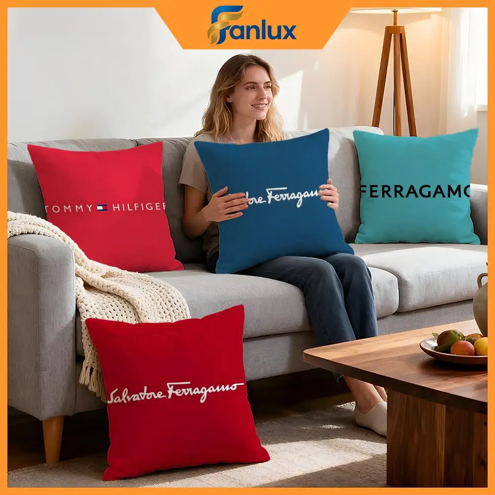 Marke Ferragamo Kissenbezug, 4 Stück, dekorative Bezüge, weicher Kissenbezug für Sofa, Couch, Dekoration, 40 x 40, 45 x 45 Kissenbezüge