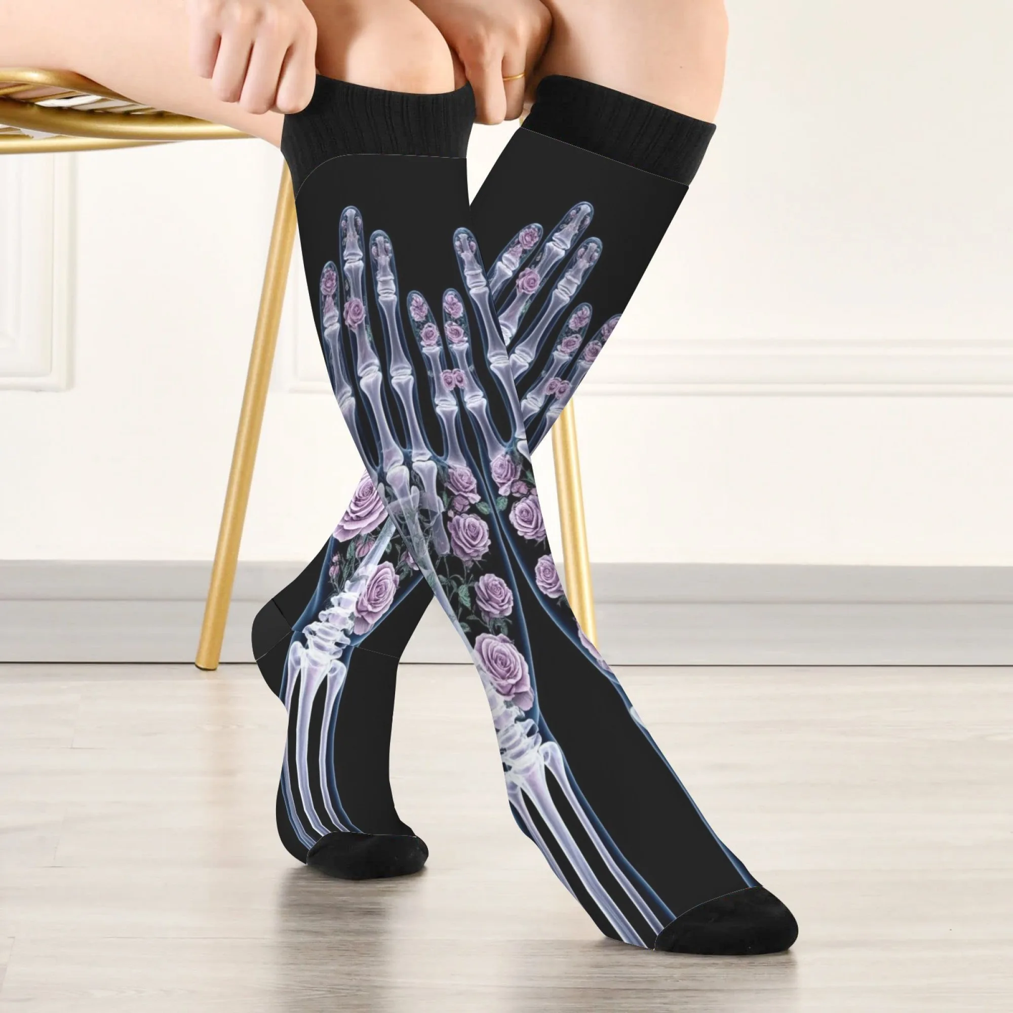 

Креативный дизайн костей и цветов, носки, повседневные модные чулки, унисекс, стиль Харадзюку, новинка, забавные носки Happy, подарок