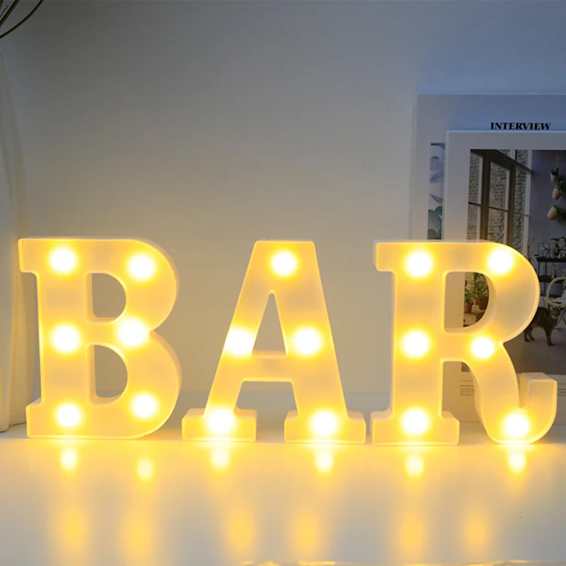 Alphabet LED Letter Lights Luminous Number Lamp Battery Night Light for Wedding Birthday Christmas Party  Home Decoration