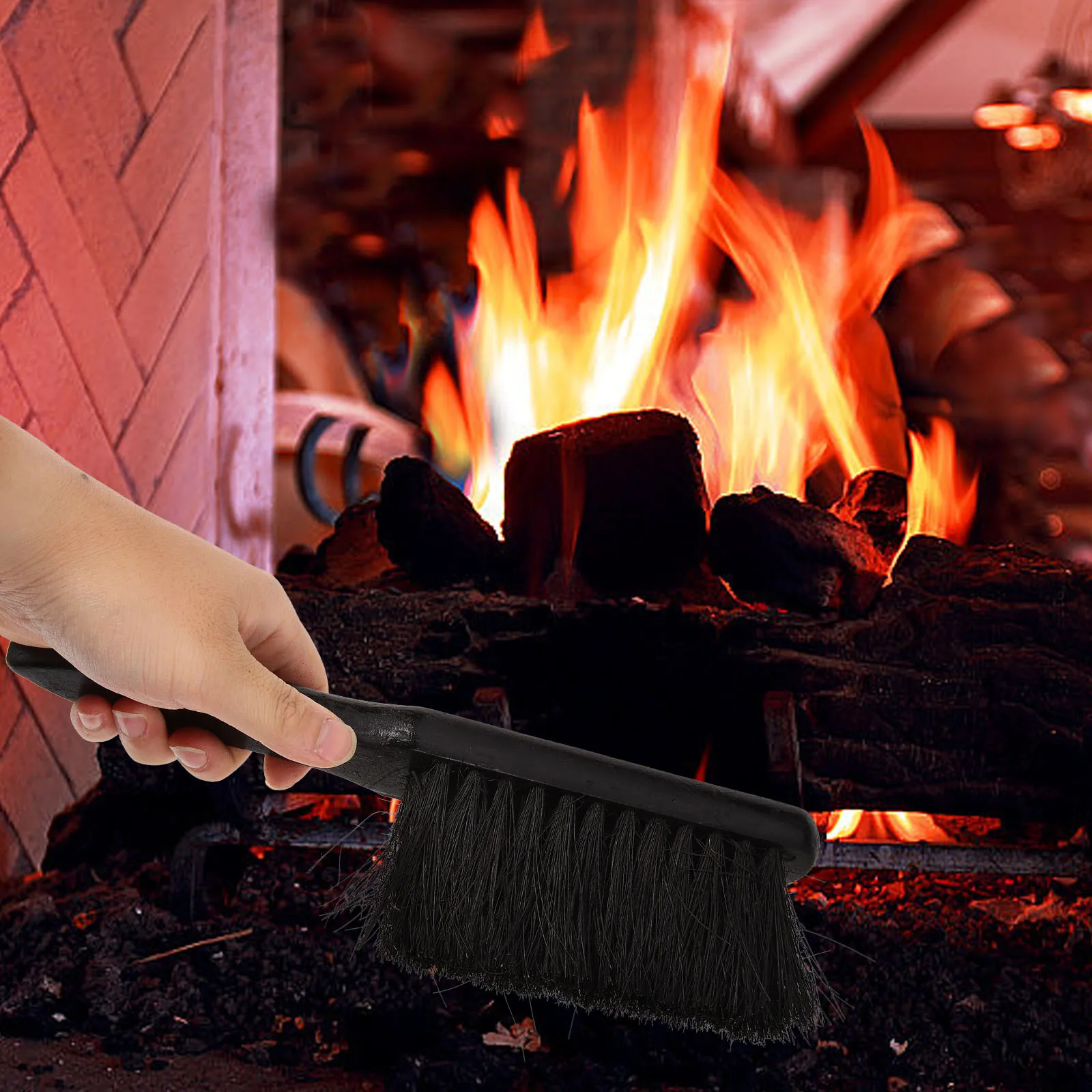 Escova de Limpeza para Lareira 2 Peças, Compacta com Cerdas Densas, Limpador de Cinzas e Carvão para Lareiras, Fogueiras, Grelhas e Armários de Cozinha