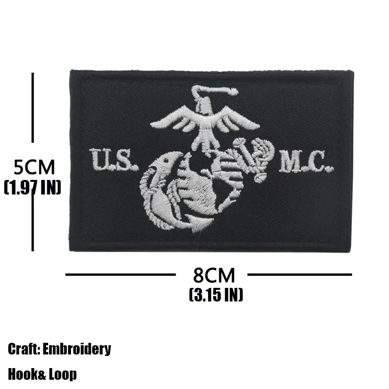 USMC United States Marine Corps Embroidered Patches Seal Team Trident Embroidery Patches Stickers On Clothing With Hook And Loop