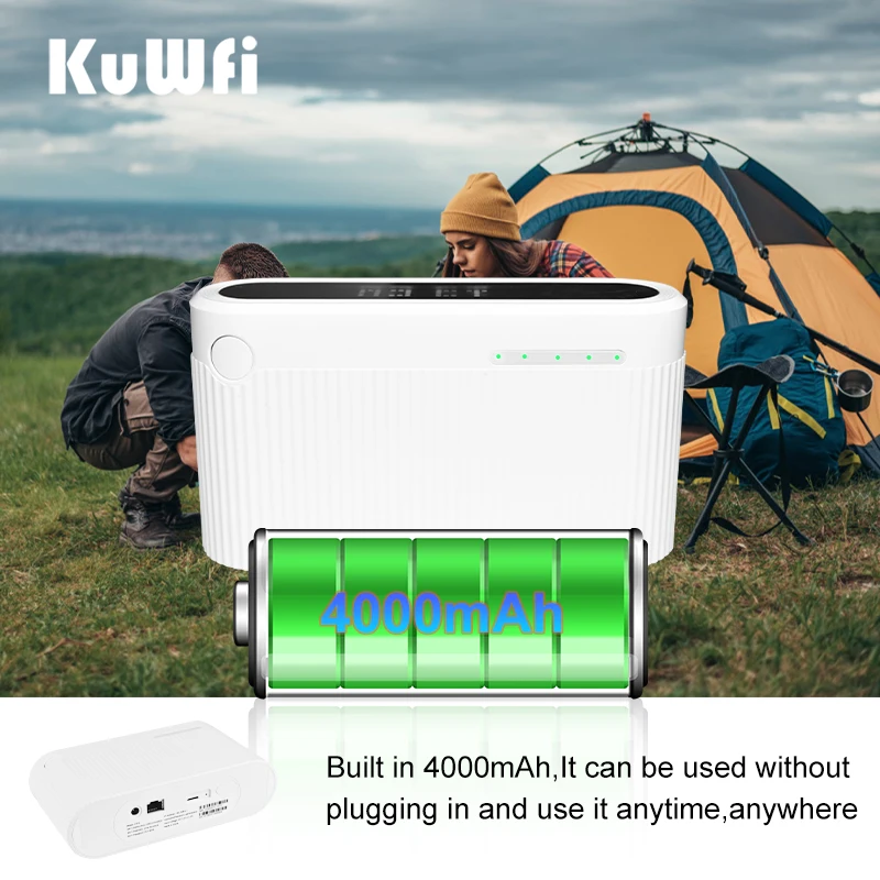 KuWFi 5G CPE Router 4000mAh Dual Band 2.4G 5G SA/NSA/LTE Mobile Wifi Hotspot 5g Router with Sim Card Slot 32 Users for Travel
