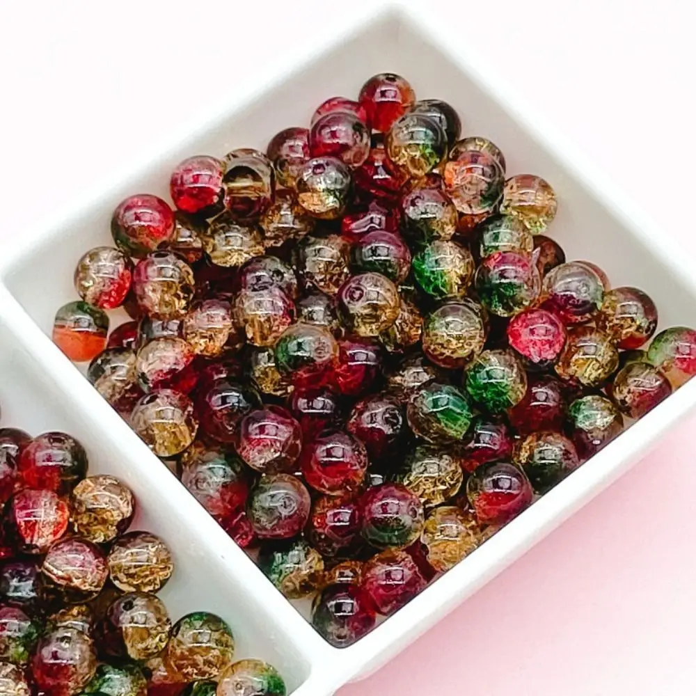 200pcs 8/10mm Colorful Glass Beads Crystal Texture DIY Ice Cracks Glass Beads Starry Sky Arts Crafts DIY Handmade Accessories