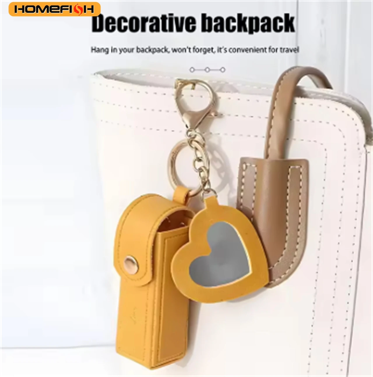 HOMEFISH Multi-color Portable Lipstick Bag, Mini Heart Shaped Design with Mirror, Cosmetic Storage Pouch
