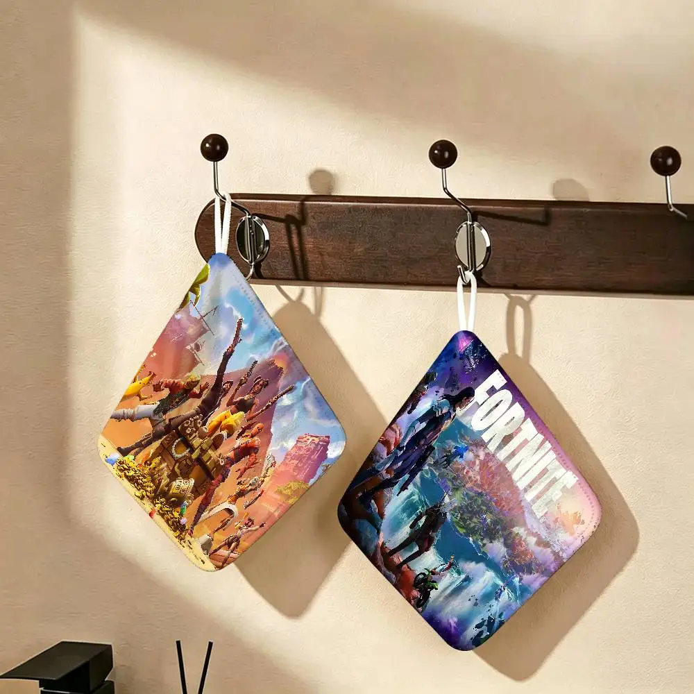 F-Fortnites-Game Cool Polyester Cotton Hanging Kitchen Towel, Skin Friendly Hand Wiping Towel for Hotel Cafe Household