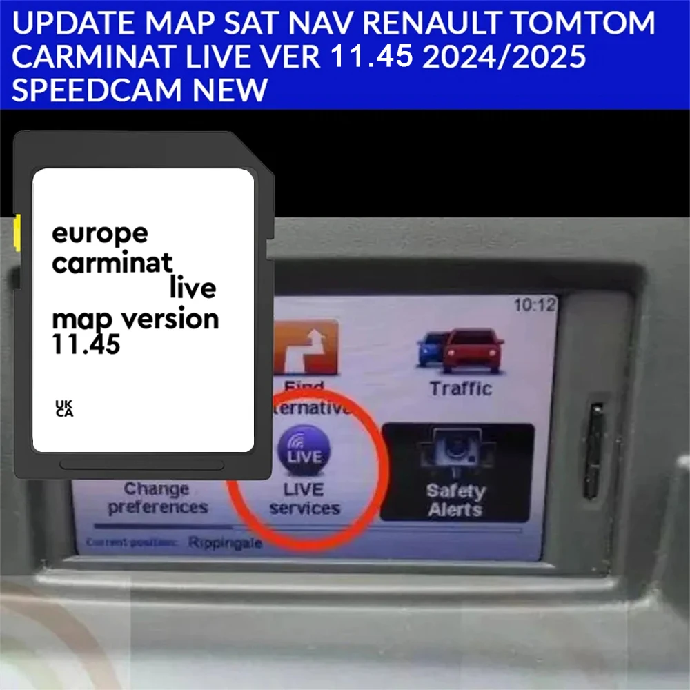 Karta SD z aktualizacją map europejskich do Carminat Live 11.45, nawigacji GPS samochodowej Renault Megane Clio Laguna Scenic 2011-2013, wersje 2025 — zdjęcie produktu 3
