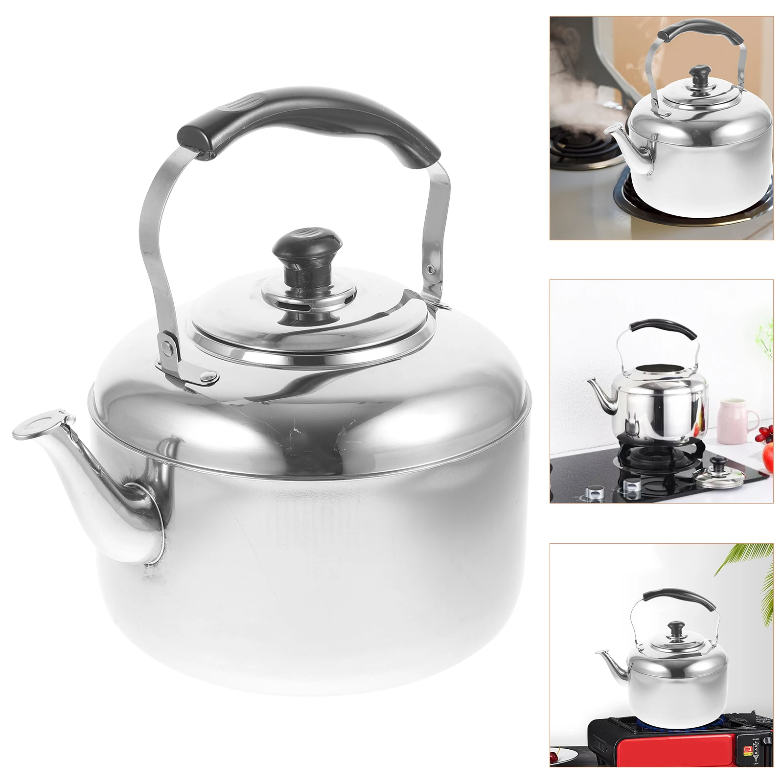 

5 .5L Stainless Camping Kettle Steel Water Heater Silver Heaters for Home