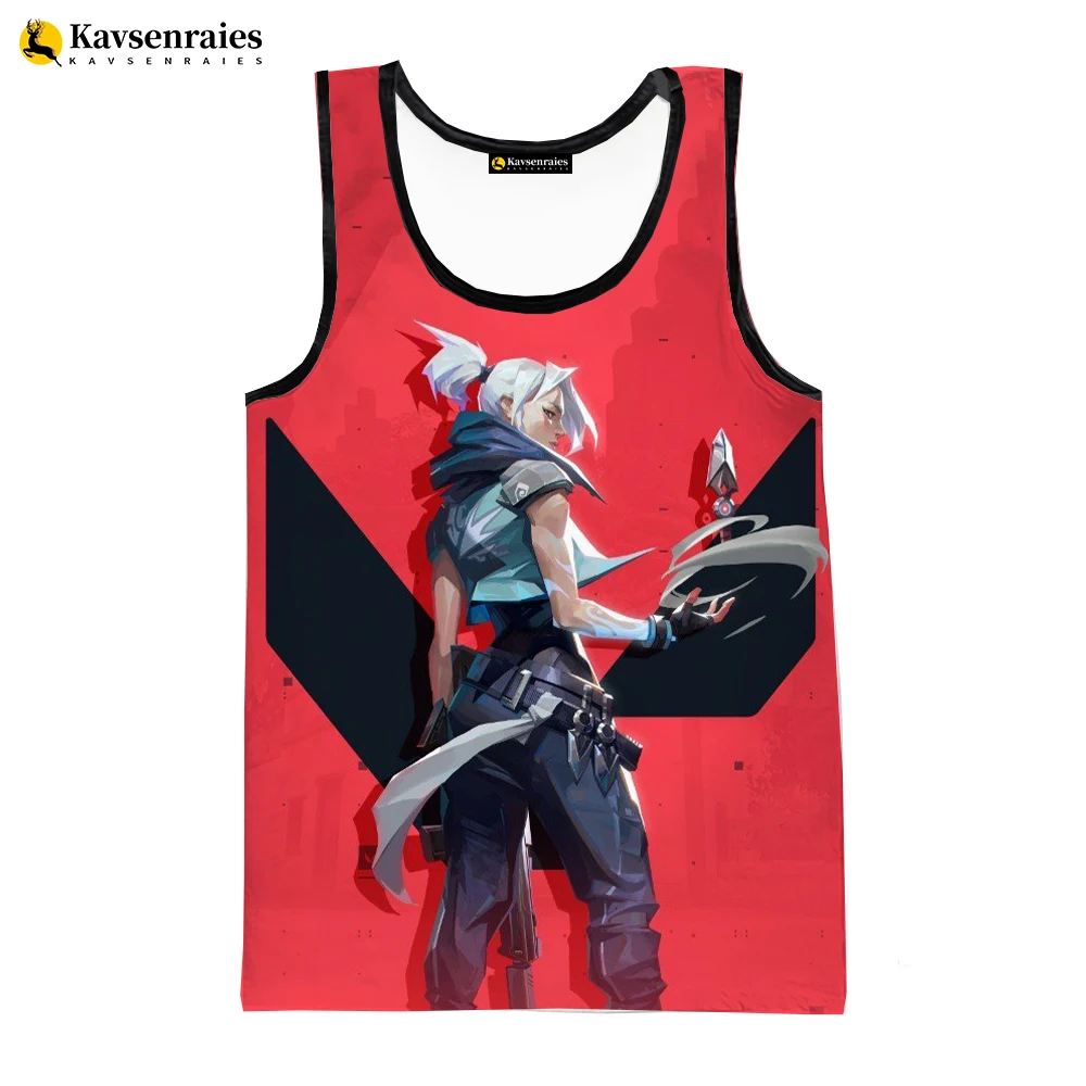 2023 Hot Anime Valorant 3D Print Tank Tops Men Women Harajuku Streetwear Oversized Sleeveless Shirts Men\'s Clothing Ropa Hombre