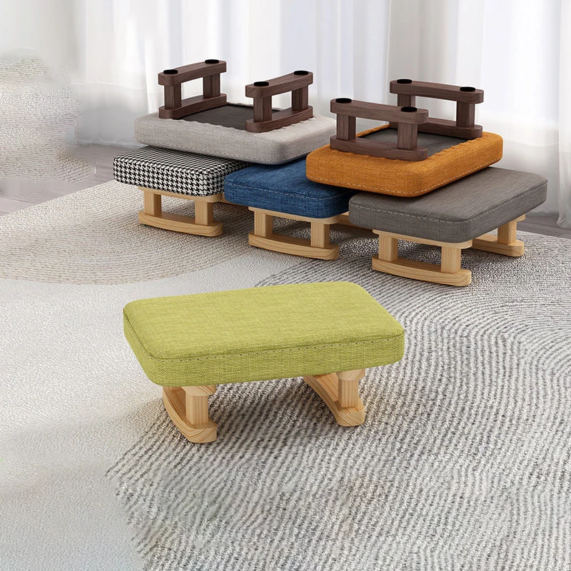 Colofull-taburete pequeño de madera con reposapiés, asiento con almohadilla antideslizante, cuadrado pequeño para el hogar, sala de estar, pasillo,