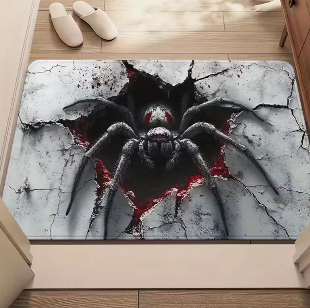 Terrifying Spider Door Mat Anti Slip Bathroom Floor Mat Ultra-fine Fiber Machine Wash Mat Bedrooms Living Rooms or Entrances