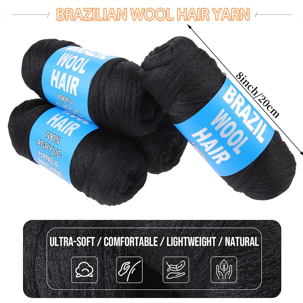 3/5/8 рулонов синтетической бразильской шерстяной пряжи для волос, плетение крючком, плетение косичек, сенегальские скручивающие Jumbo косички