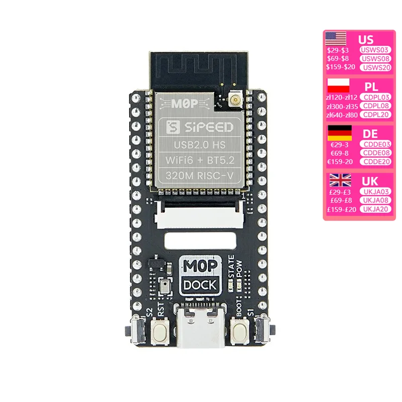 M0P Dock BL618 TinyML RISC-V WIFI6 BT BLE Module Development Board