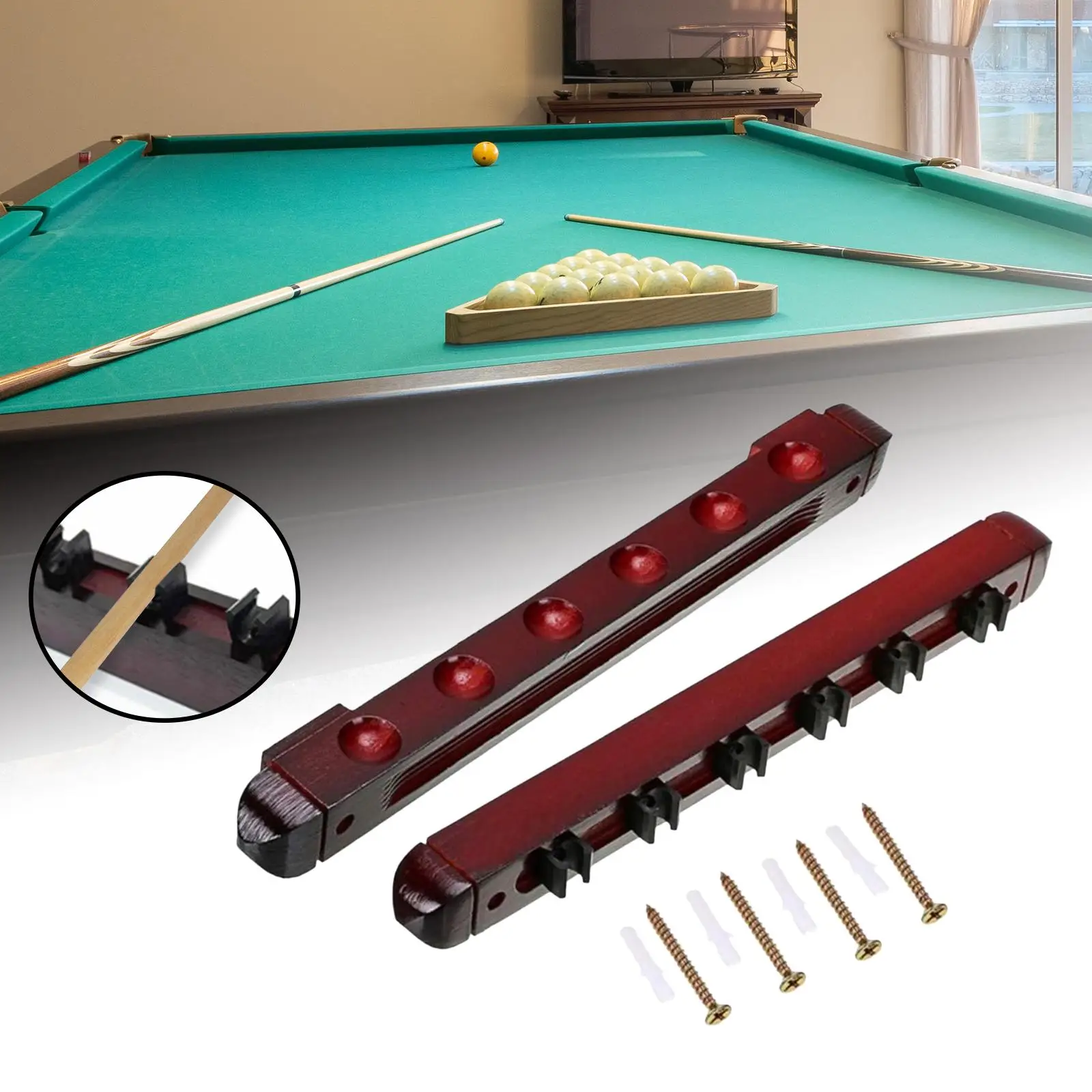 

6 Pool Billiard Cue Rack Pool Stick Holder for Pool Bars Mounted Cue