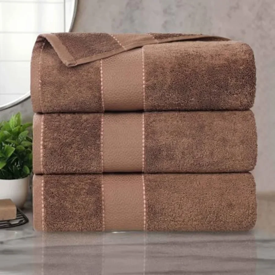 

Egypt Produced Giza Cotton Bath Towels for Bathroom Shower Spa Hotel: Chocolate Highly Absorbent and Ultra-Soft