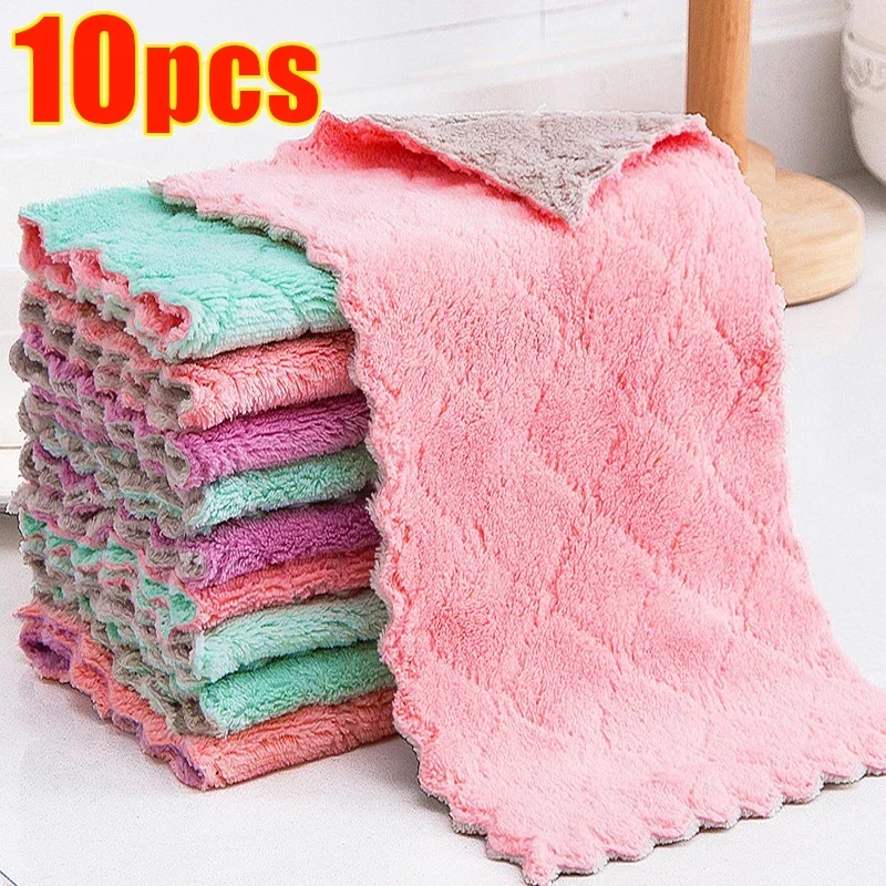 Microfiber Keukenpoetsdoekje Hoog Absorberend Coral Fleece Afwasdoekje Non-stick Olie Afwasdoekje Huishoudelijke Vod