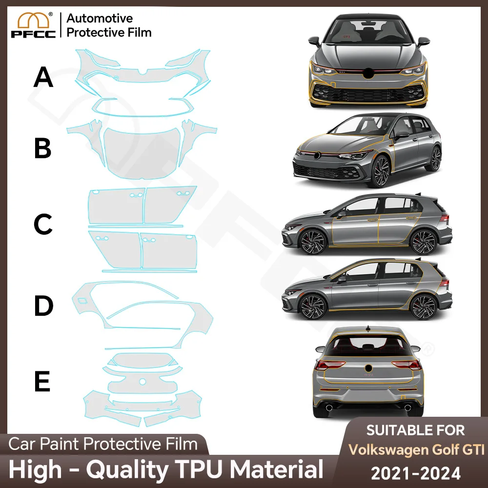 

For Volkswagen VW GOLF GTI 2021-2024 TPU Paint Protection Film Clear Bra Pre-cut PPF Car Body Anti-Scratch Resistant Invisible