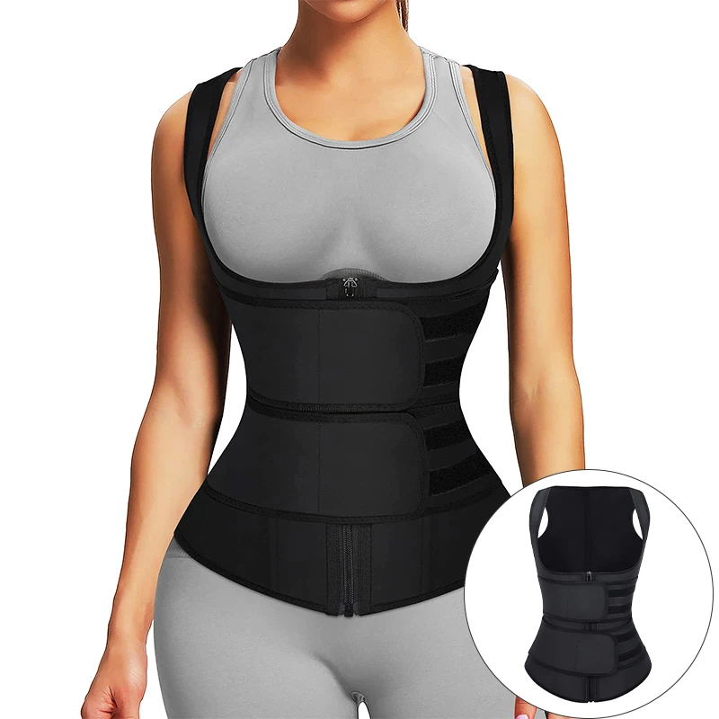 Waist Trainer for Women Waist Trainer Corset Vest Tummy Slimming Belly Body Shaper Sauna Workout Trimmer Belts with Zipper