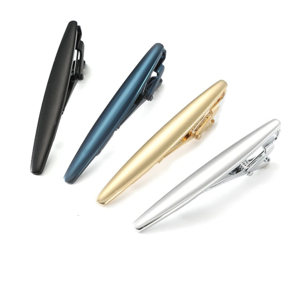 Minimally Streamlined Metal Tie Clip Men's Business Formal Tie Fixing Clip Black Blue Gold Silver Multi-color Metal Tie Buckle