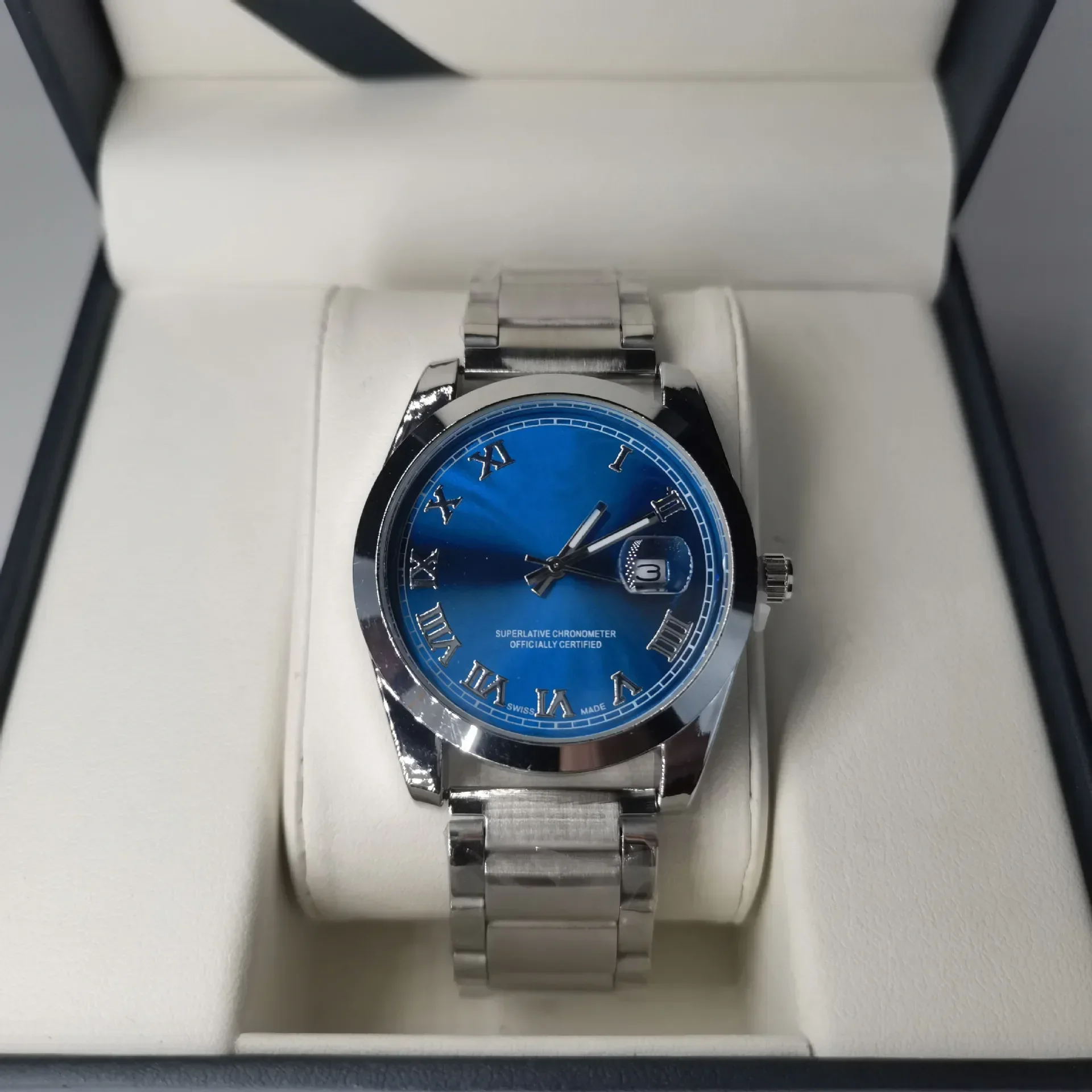 ساعة كوارتز رجالية حرفية رومانية، حزام كلاسيكي من الفولاذ المقاوم للصدأ، ساعة شعبية