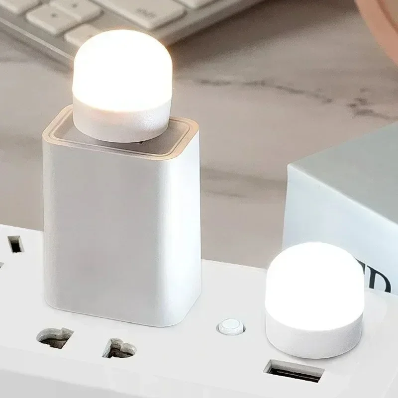 50/1Pcs Mini USB Night Book Reading Light Warm White Eye Protection Light USB Plug Computer Mobile Power Charging LED Night Lamp