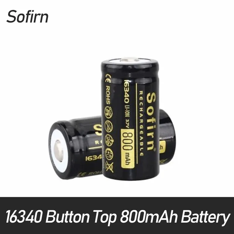 Sofirn 16340 Button Top Battery 800mAh Batteries for Flashlight
