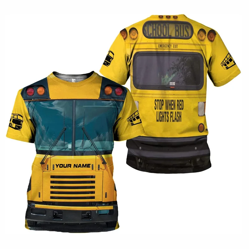 School Bus Driver T-shirt Men 3d Printed Custom Name T Shirts Round Neck Short Sleeves Tshirt New Funny Cosplay Tee Shirts