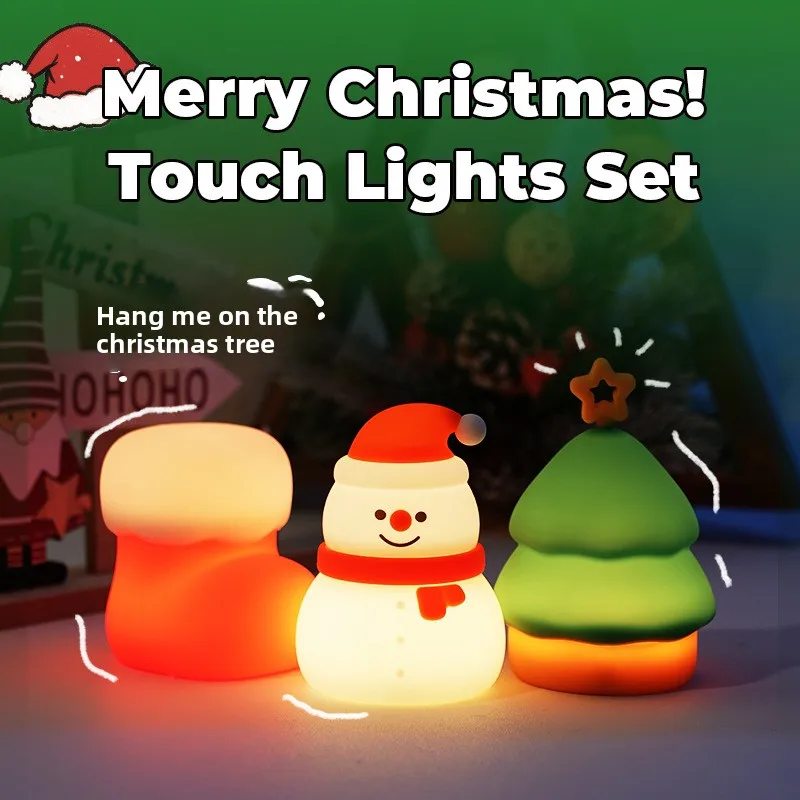 

Рождественский снеговик натирает небольшой ночник, защита глаз, свет для сна в спальне, радужная атмосфера, рождественское украшение, свет