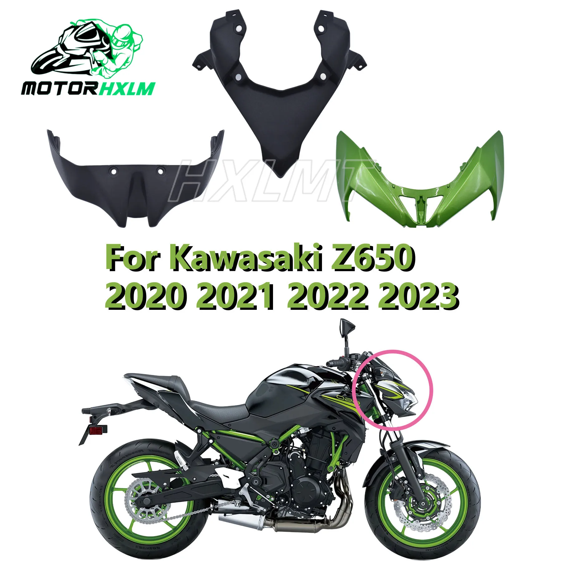 

Z650 Motorcycle Carbon Fiber Look Front Winglet Upper Headlight Cover Fit For Kawasaki Z 650 2020 2021 2022 2023 Z-650 Accessori