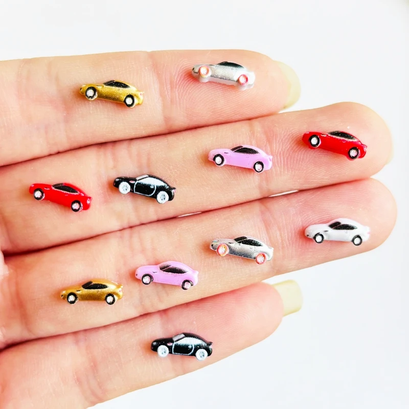 55 pieces cute mini mixed color mini cartoon car series nail flat bottom rhinestone decoration DIY scrapbook accessories A37