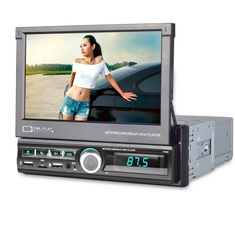 

7110S 7inch retractable screen 1din car radio mp5 player carplay android auto mirror link car