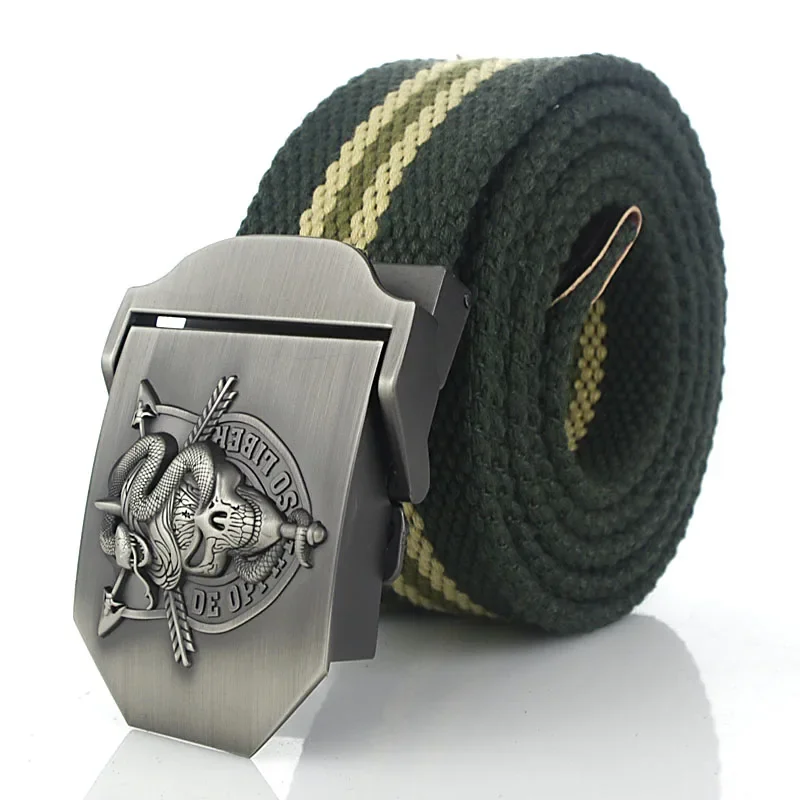 Men&Women Military Canvas Belt Luxury Cobra Skull Metal Buckle Jeans Belt Army Tactical Belts For Male Waistband Strap