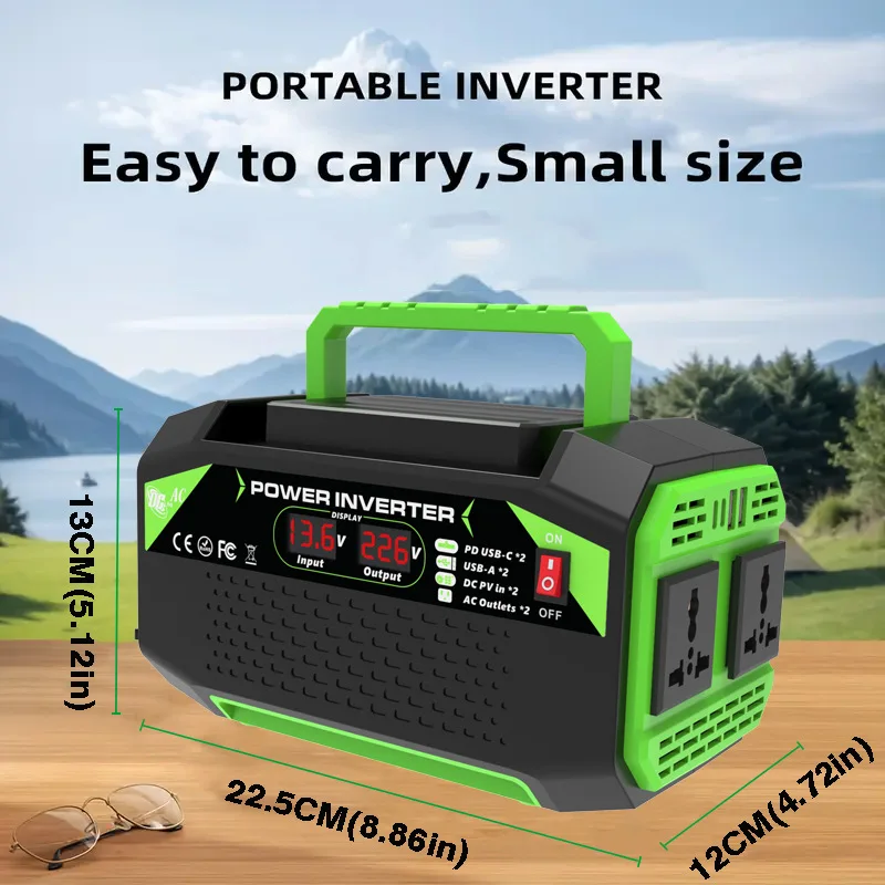 600W Pure Sine Wave Power Inverter – DC 12V to AC 220V/110V Voltage Converter for Car, Home, RV & Solar System