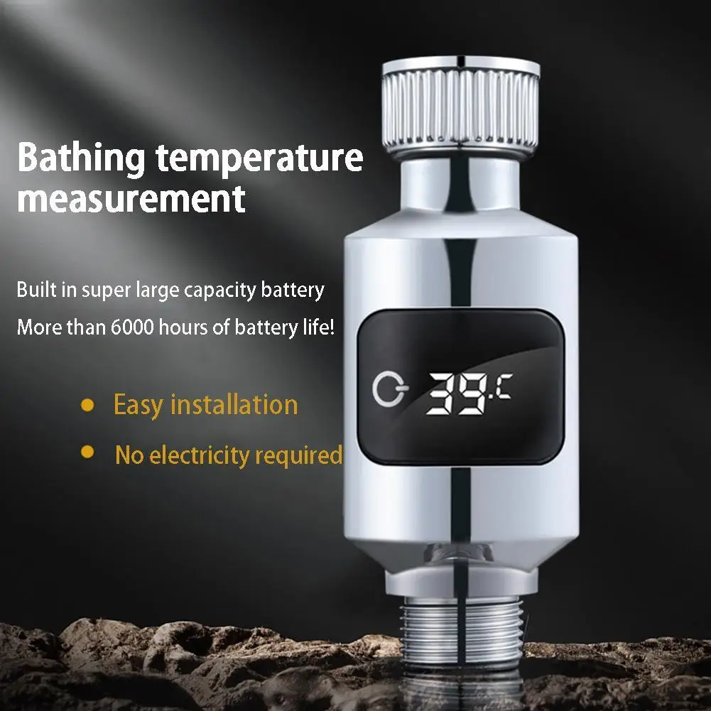 LED Digital Shower Pyrometer Temperature Monitor Electricity LED Display 360° Rotating Screen For Home Kitchen Bathroom New