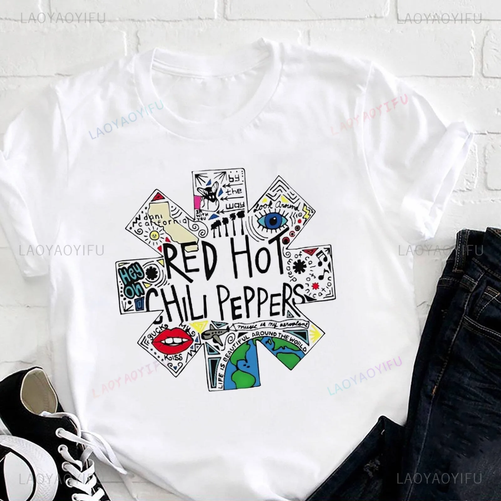 2024 Hot Sale-Red-Hot-Chili-Peppers- O-neck Short-sleev Originality Unisex Customized Hipster T Shirts Men Clothing Women Top