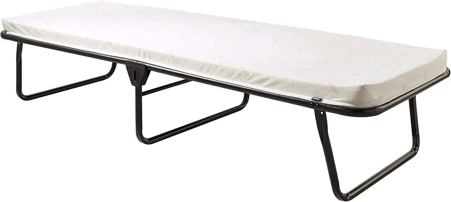 

Saver Folding Cot Bed with Rebound e-Fibre Mattress, Lightweight,Black/White