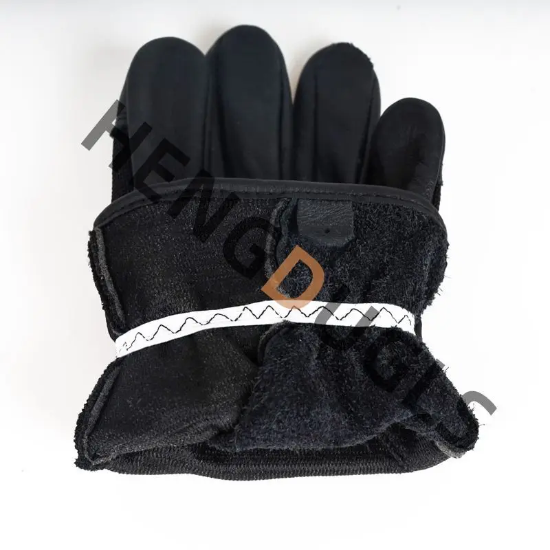 Black Cowhide Leather Gloves Outdoor Cycling Driving Work Protection Camping Hiking Rope Handling Motorcycle/Electric Bike Use