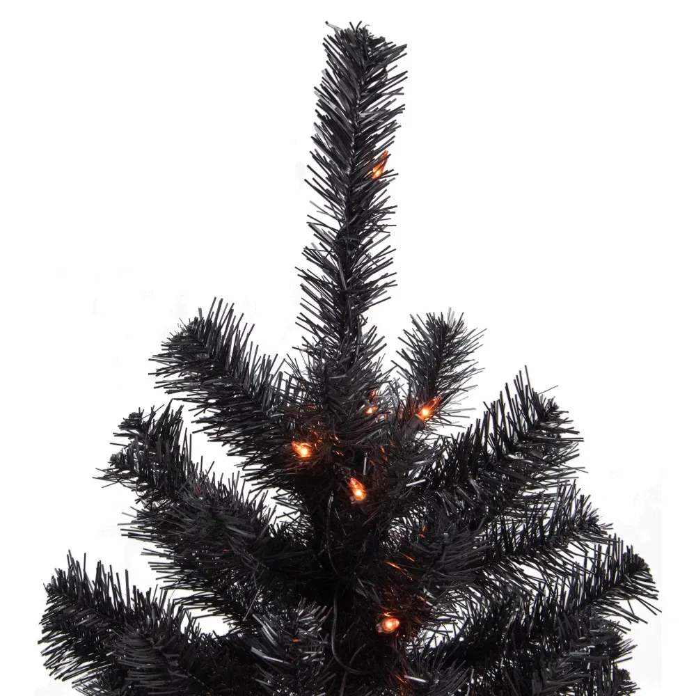 3ft Pre-Lit Black Noble Spruce Artificial Halloween Tree Orange Lights Free Shippng Decoration Halloween Party Decorations Home