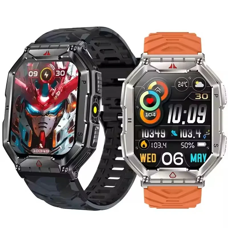 

Gaines Outdoor Sports Smart Watch KR82 2.1inch Large Screen Compass Bluetooth Call Heart Rate Monitoring Flashlight Smartwatch