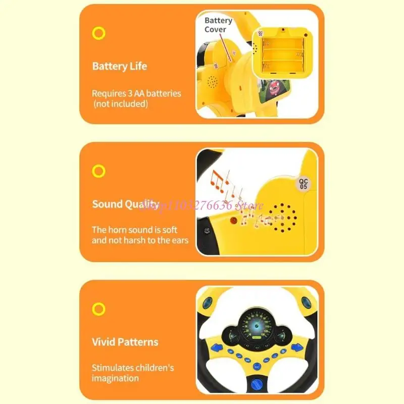 R6FD Durable ABS Plastic Kids Steering Wheel Toy Driving Simulation For Safe And Engaging Road Trips