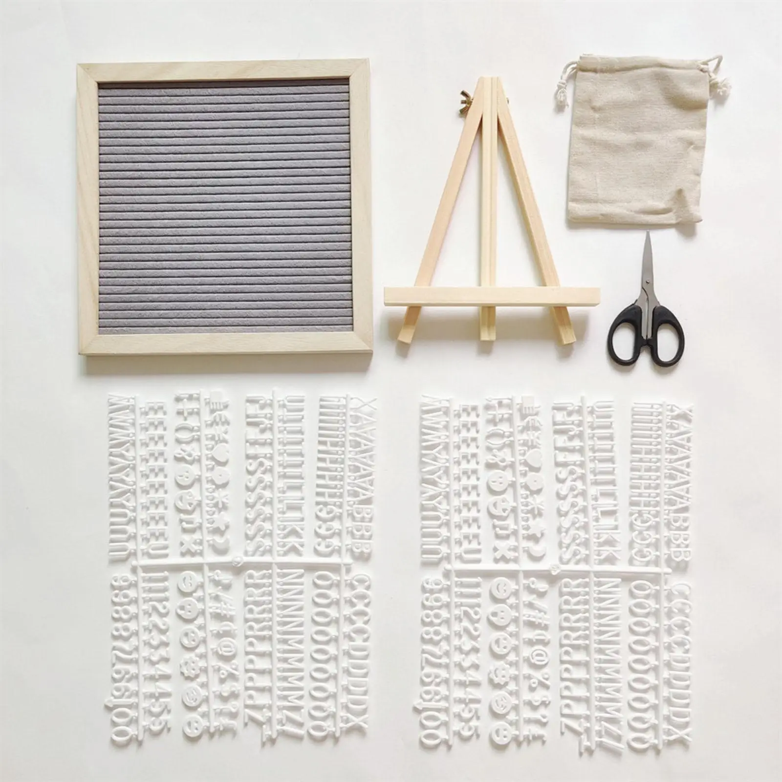 Lavagna per lettere in feltro con supporto per visualizzare varie impostazioni