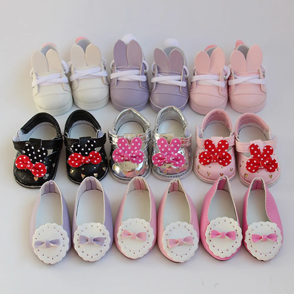 Cute Doll Shoes 7cm Bow Cartoon Pattern Mini Shoes For 18 Inch American& 43cm Dolls Og Children Toy 1/3 BJD Shoes Kids Gift