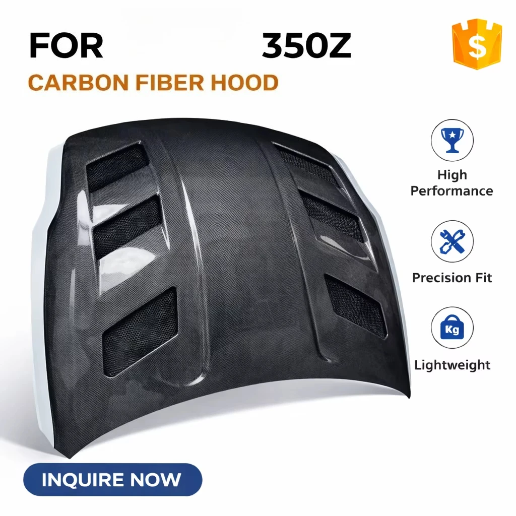

Карбоновый капот для 350Z 2003-2008, замена переднего капота | Оригинальный дизайн (OEM)
