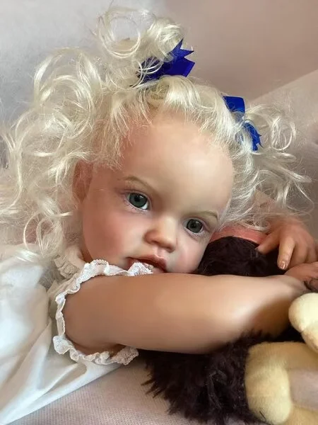 FBBD Customized Limited Supply 24inch Reborn Baby Lottie With Hand-Rooted Blond Curly Hair Finished Doll With Different Dress