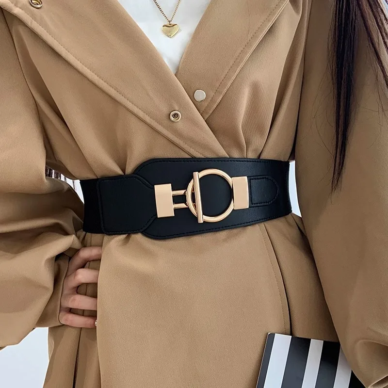 1pcs vintage style women's OT belt with elastic waistband for decoration, suitable for daily wear with a coat; minimalist belt