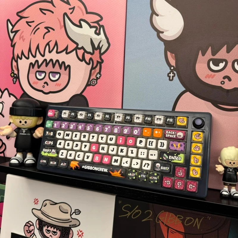 

GIBBON Artist Collaboration Keycaps Customized PBT Transparent MDA Profile Keycap Cute Cartoon Anime Point Key Cap for Gamers