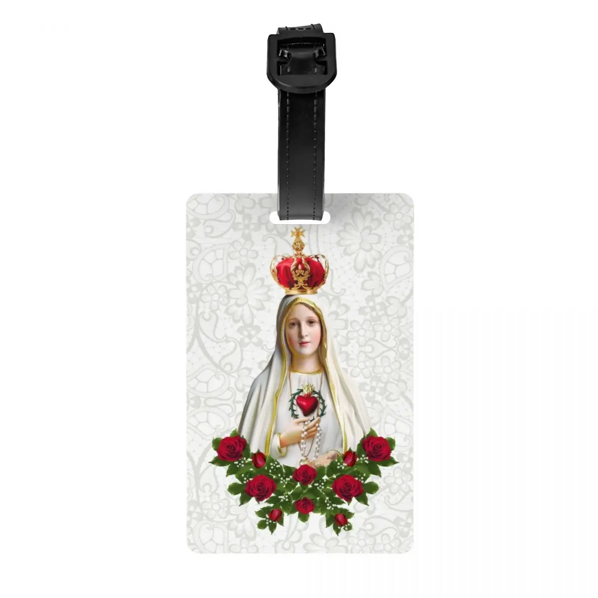 Custom Our Lady Of Fatima Virgin Mary Luggage Tags Custom Portugal Rosary Catholic Baggage Tags Privacy Cover Name ID Card